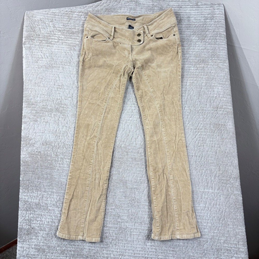 Wet Seal Tan Corduroy Low Rise Bootcut Pants Womens‎ 13 Beige Y2K Flared Stretch